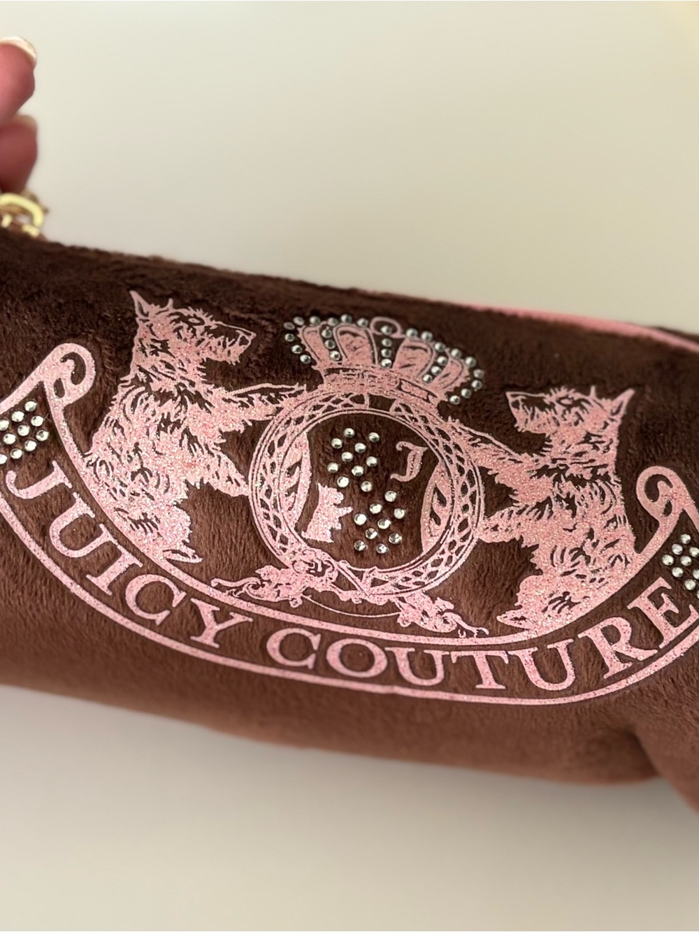 Juicy Couture Brown & Pink Logo Travel Pouch